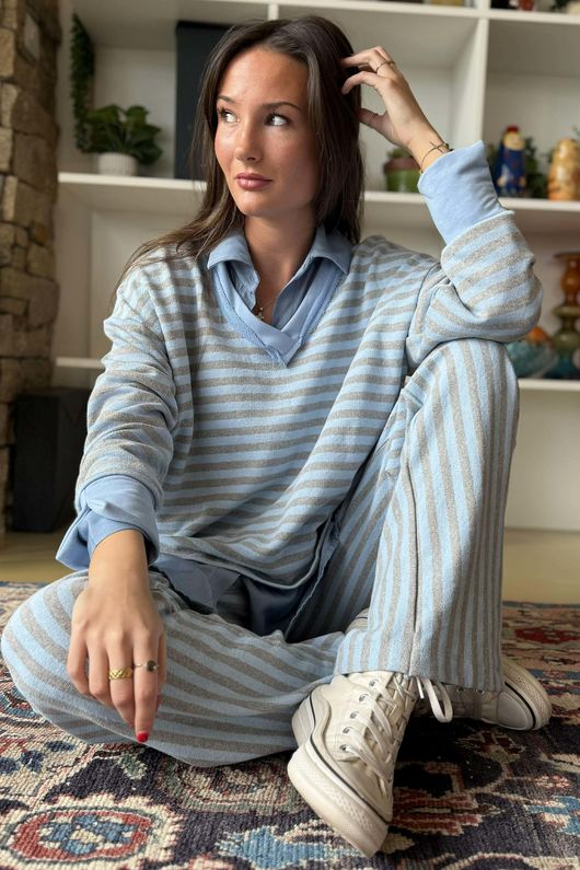 Shoreditch Classic V Sweat Iceberg & Grey